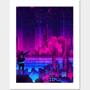 Cyberpunk And Digital Buildings. Posters and Art